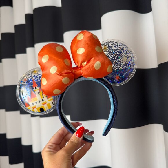 Disney Parks 2023 Minnie Mouse Ear Headband Castle Fireworks Glitter Adults - Picture 2 of 7